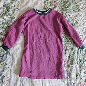 Hanna Andersson sweatshirt dress girls size 4 magenta striped collar cotton